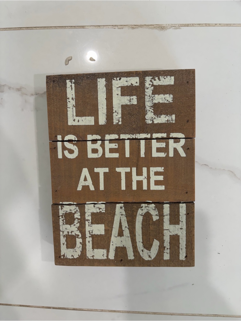 Rustic Brown "Life Is Better At The Beach" Wood Wall Sign - Beach Decor